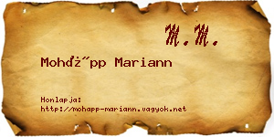 Mohápp Mariann névjegykártya